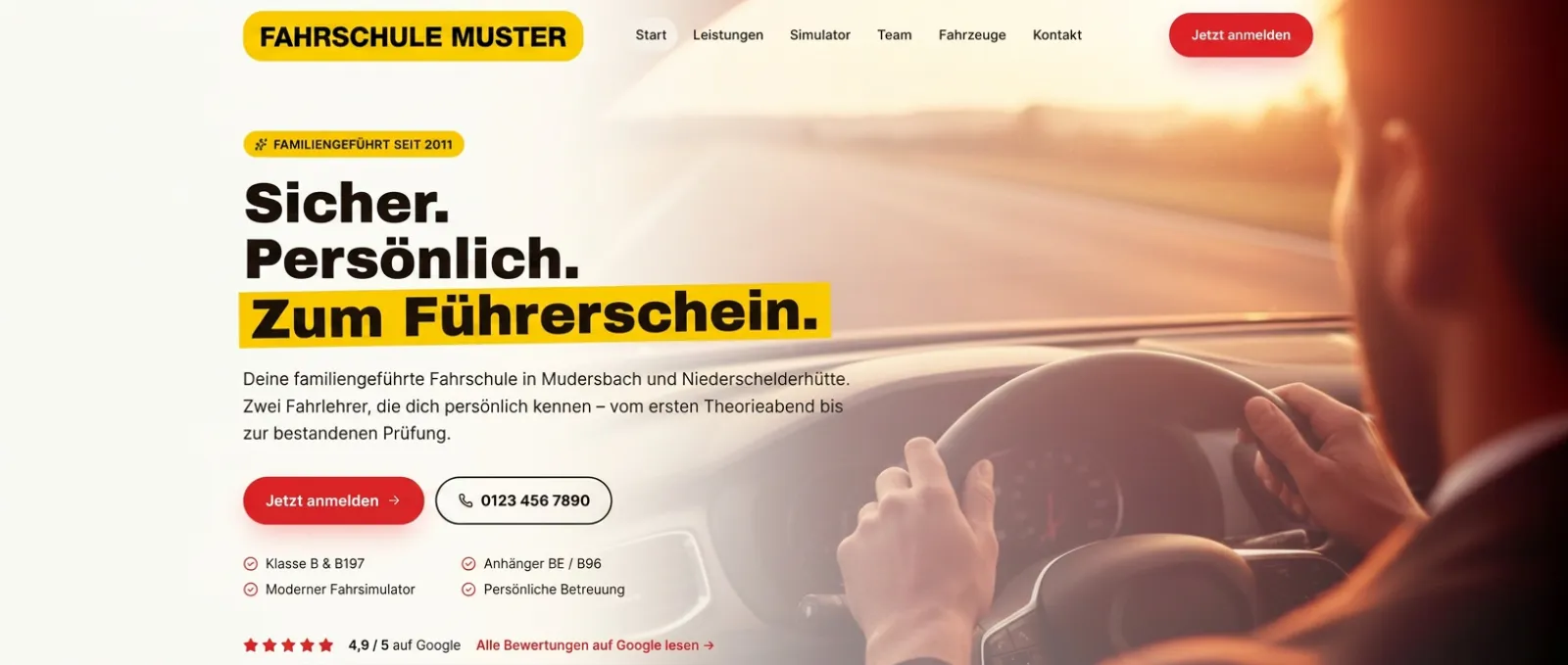 Fahrschule – moderne Website (Beispiel)